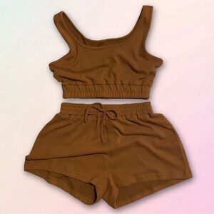 Boutique, Teddy Bear Brown, Crop Top & Shorts Loungewear Set